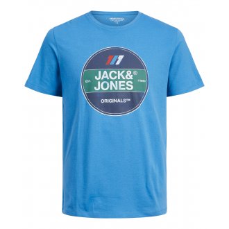 T-shirt col rond Junior Garçon Jack & Jones NATE en coton bleu avec logo