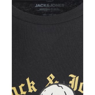 T-shirt Junior Garçon à col rond Jack & Jones LIMIT en coton noir avec logo squelette