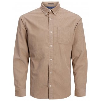 Chemise à col américain coupe slim Jack & Jones en coton beige