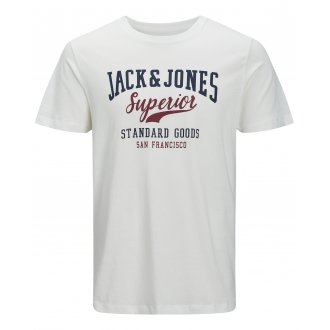 T-shirt col rond Junior Garçon Jack & Jones NOOS en coton blanc avec logo bicolore