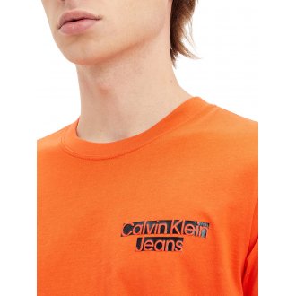 T-shirt à col rond Calvin Klein en coton mélangé orange
