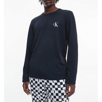 Pyjama long Calvin Klein en coton avec manches longues et col rond noir