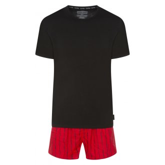 Pyjama court Calvin Klein en coton fermée avec manches courtes et col rond noir