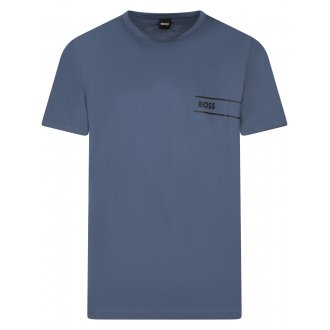 T-shirt avec manches courtes et col rond Boss coton bleu