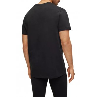 T-shirt droit Boss en coton noir à manches courtes et col rond