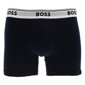 Lot de 3 boxers fermés Boss en coton stretch bleu marine uni à coupe longue