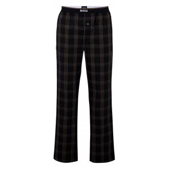 Pantalon de pyjama Boss coton slim noir tartan
