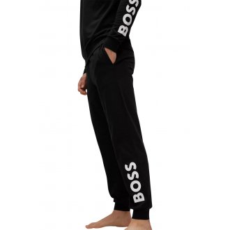 Ensemble de pyjama long Boss en coton stretch noir à coupe regular fit et col zippé