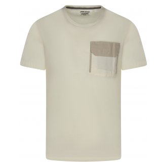 T-shirt col rond Blend en coton manches courtes écru