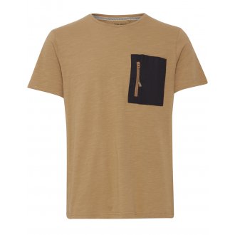 T-shirt Blend 100% coton droite avec manches courtes et col rond camel