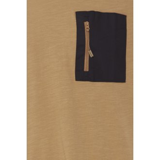 T-shirt Blend 100% coton droite avec manches courtes et col rond camel