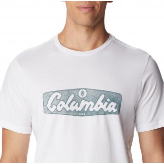T-shirt Columbia en coton biologique blanc avec manches courtes et col rond 
