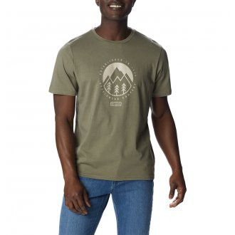 T-shirt Columbia coton biologique avec manches courtes et col rond kaki