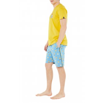 Pyjama Court Arthur en coton jaune regular fit avec manches courtes et col V