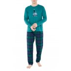 Pyjama Long Arthur en coton vert vichy regular fit avec manches longues et col rond