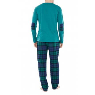 Pyjama Long Arthur en coton vert vichy regular fit avec manches longues et col rond