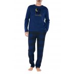 Pyjama Long Arthur en coton bleu marine vichy regular fit avec manches longues et col rond