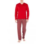 Pyjama Long Arthur en coton rouge vichy Regular Fit avec manches longues et col V