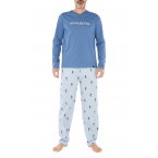 Pyjama Long Arthur coton régular avec manches longues et col v marine