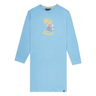 Pyjama Arthur en coton bleu ciel coupe longue avec manches longues et col rond