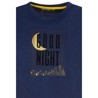 T-shirt de nuit Arthur en coton biologique avec manches courtes et col rond bleu marine