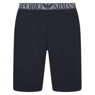 Pyjama court Emporio Armani en coton avec manches courtes et col rond gris et bleu marine