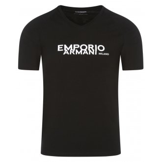 T-shirt Emporio Armani en coton avec manches courtes et col V noir