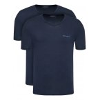 Lot de 2 T-shirts Emporio Armani coton droit avec manches courtes et col V bleu marine