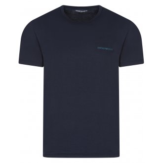 Lot de 2 T-shirts Emporio Armani en coton avec manches courtes et col rond bleu