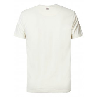 T-shirt col rond Petrol Industries en coton blanc floqué