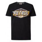 T-shirt col rond Petrol Industries en coton noir floqué