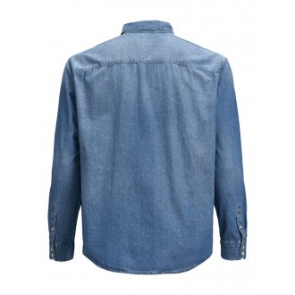 Chemise en jean JACK & JONES + en coton bleu à coupe droite