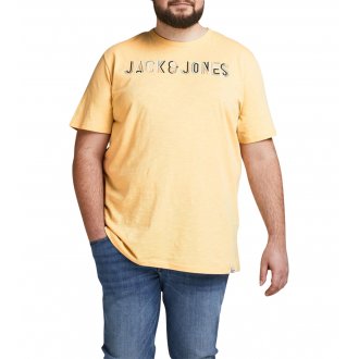 Chemise Jack & Jones + en coton avec manches courtes et col rond jaune avec logo