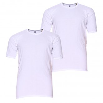 Lot de 2 T-shirts avec manches courtes et col rond Adamo coton blanc