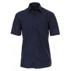 Chemise Casa Moda à manches courtes bleu marine en coton col italien