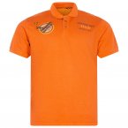 Polo Kitaro en coton avec manches courtes et col français orange uni avec flocages aviation