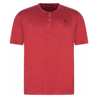 T-shirt avec manches courtes et col tunisien Monte Carlo coton rouge chiné