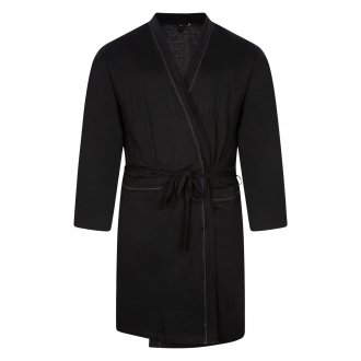 Robe de chambre Adamo Boris en coton noir coupe droite col V