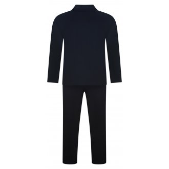 Pyjama long Adamo Benno en coton bleu marine coupe droite col cranté