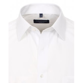 Chemise Casa Moda en coton avec manches courtes et col italien blanc
