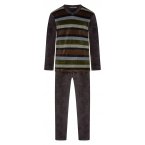 Pyjama long Christian Cane coton mélangé droite avec manches longues et col v brun rayé