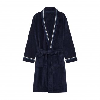 Peignoir à col kimono Hom Transat en coton bleu marine