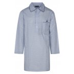Chemise de nuit Guasch en coton avec manches longues et col V croisé bleue