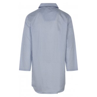 Chemise de nuit Guasch en coton avec manches longues et col V croisé bleue