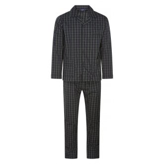 Pyjama Long Guasch coton droit avec manches longues et col V croisé sapin à carreaux