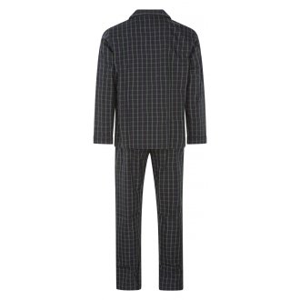 Pyjama Long Guasch coton droit avec manches longues et col V croisé sapin à carreaux