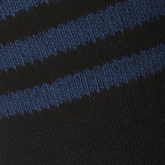 Chaussettes Eden Park hautes en coton mélangé noir à cercles marine et logo iconique brodé mollet