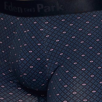 Boxer Eden Park classique à taille moyenne en coton bleu marine à motifs chinés à coupe courte
