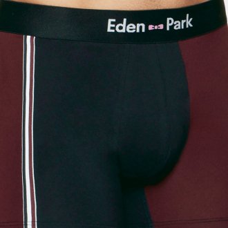 Boxer Eden Park classique bicolore bordeaux et noir en coton coloblocks à coupe courte et taille élastiquée