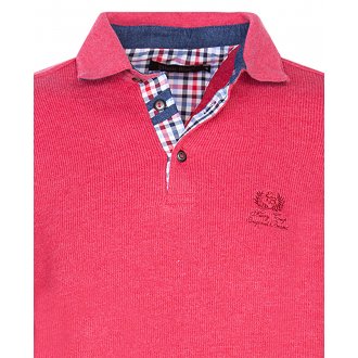 Pull col polo Ethnic Blue avec manches longues framboise